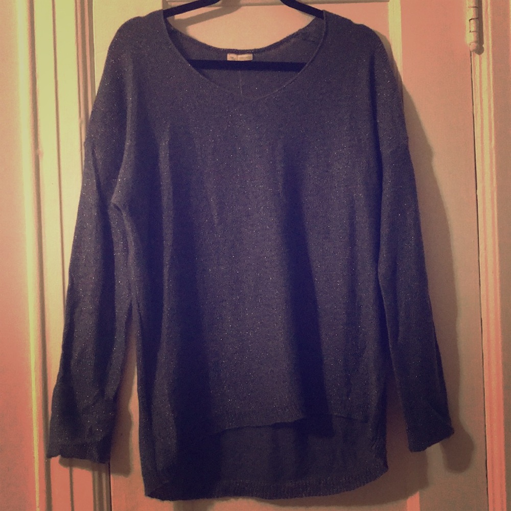 Gorgeous slate blue & silver “sparkle”Gap sweater